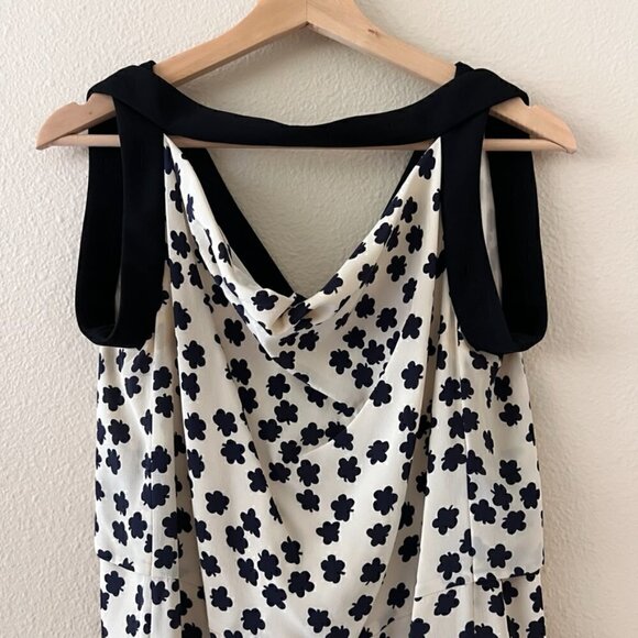 Balenciaga Paris White Silk Blend Clover Print Cowl Neck Mini Dress 36 / US 6  - Picture 3 of 9